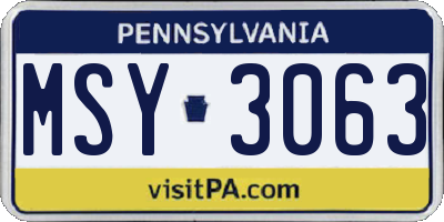 PA license plate MSY3063