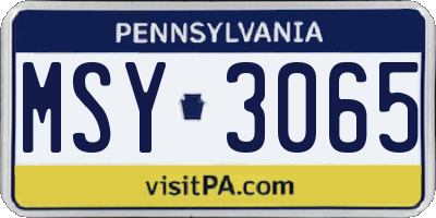 PA license plate MSY3065