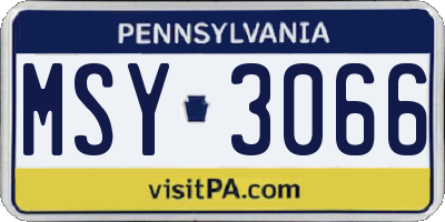 PA license plate MSY3066