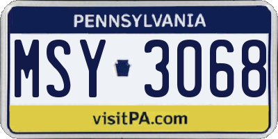 PA license plate MSY3068