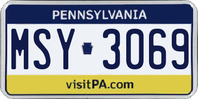 PA license plate MSY3069