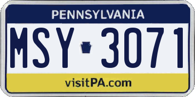 PA license plate MSY3071