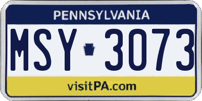 PA license plate MSY3073
