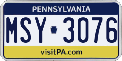 PA license plate MSY3076