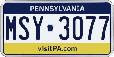 PA license plate MSY3077