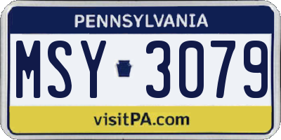 PA license plate MSY3079