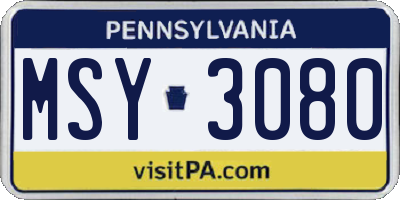 PA license plate MSY3080
