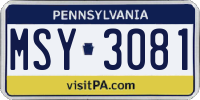 PA license plate MSY3081