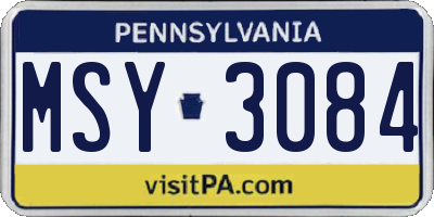 PA license plate MSY3084