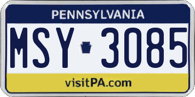 PA license plate MSY3085