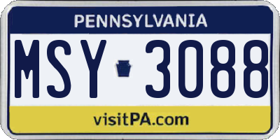 PA license plate MSY3088