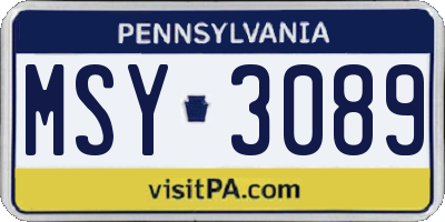 PA license plate MSY3089