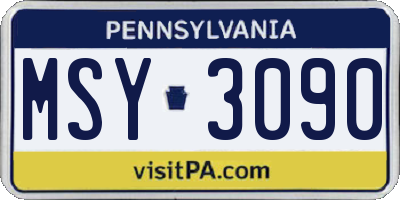 PA license plate MSY3090