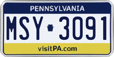 PA license plate MSY3091