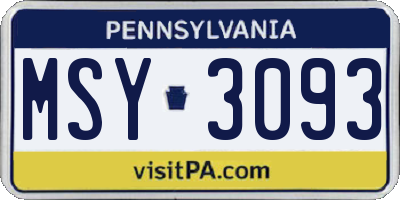 PA license plate MSY3093