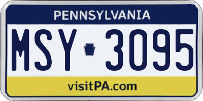PA license plate MSY3095