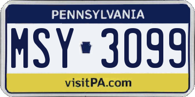 PA license plate MSY3099