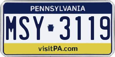 PA license plate MSY3119