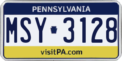 PA license plate MSY3128