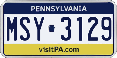 PA license plate MSY3129