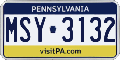 PA license plate MSY3132