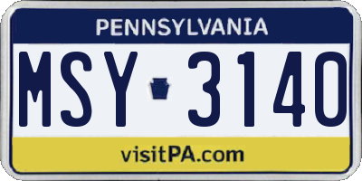 PA license plate MSY3140
