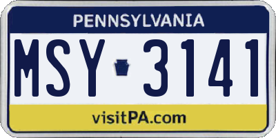 PA license plate MSY3141
