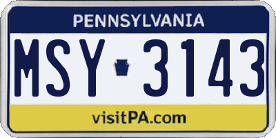 PA license plate MSY3143
