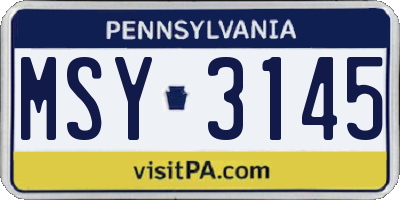PA license plate MSY3145
