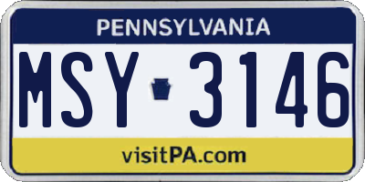 PA license plate MSY3146