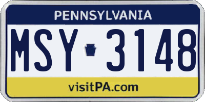PA license plate MSY3148