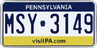 PA license plate MSY3149