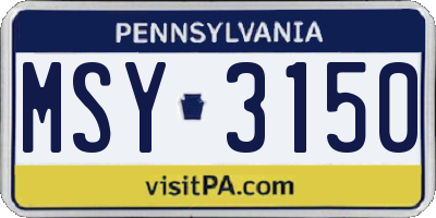 PA license plate MSY3150