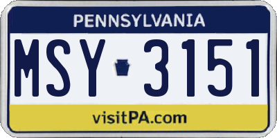 PA license plate MSY3151