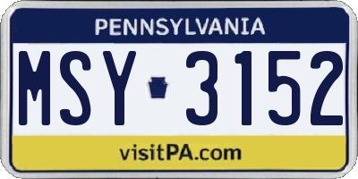 PA license plate MSY3152