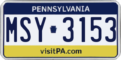 PA license plate MSY3153