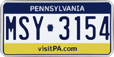 PA license plate MSY3154