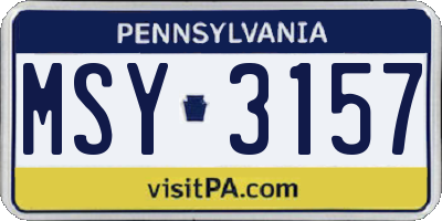 PA license plate MSY3157