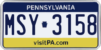 PA license plate MSY3158