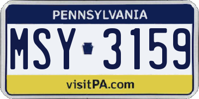 PA license plate MSY3159