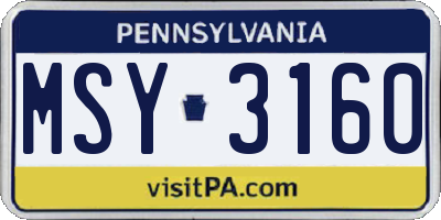 PA license plate MSY3160