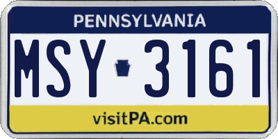 PA license plate MSY3161