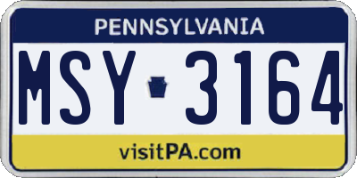 PA license plate MSY3164