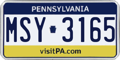 PA license plate MSY3165