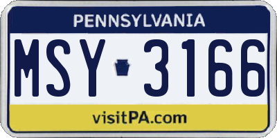 PA license plate MSY3166