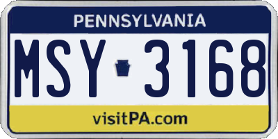 PA license plate MSY3168