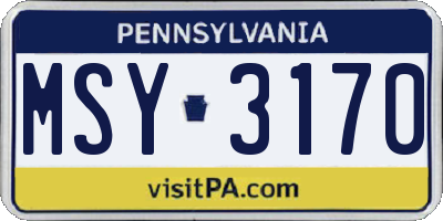 PA license plate MSY3170