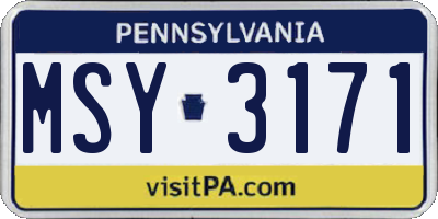 PA license plate MSY3171