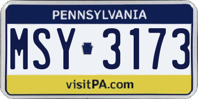 PA license plate MSY3173