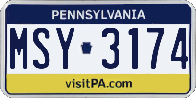 PA license plate MSY3174